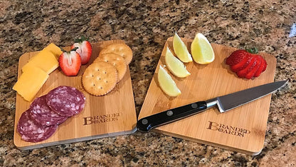 Small Mini All Natural Bamboo Cutting Board, Great for Apartments RV's Home Bar Charcuterie Backpacking Camping Bushcraft Dorm Rooms Picnics & Entertaining (1 Pack)