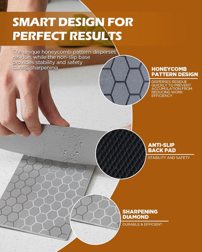 Diamond Sharpening Plate, 5PCS 400/600/800/1000/1200 Grit Diamond Sharpening Stone Set with Non-Slip Base, Diamond Plate Sharpening Stone for Scissors Pocket Knife Kitchen Sharpening Tools