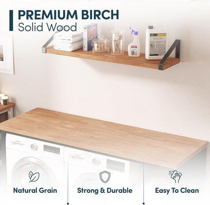 60''L x 25''W x 1.5''Th Acacia Premium Solid Wood Butcher Block Countertop, Butcher Block Table Top for DIY Washer Dryer/Island/Kitchen Countertop (Unfinished)