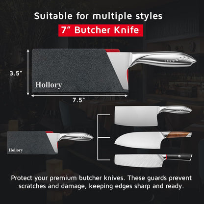 Kitchen Knife Guards Set, Universal Blade Covers, Abs Plastic BPA-Free Blade Protector with Velvet Lining, Professional Kitchen Knife Storage Solution for Home Cooks, Black (2 Pcs)