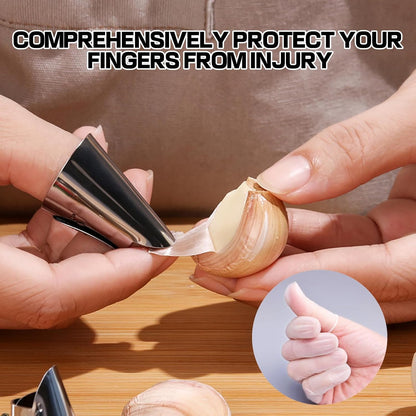 5 Pcs Stainless Steel Finger Guards & 50 Pcs Disposable Finger Cots | Adjustable Thumb Guards for Peeling, Metal Finger Protectors for Kitchen Cutting, Cooking & Nail Art