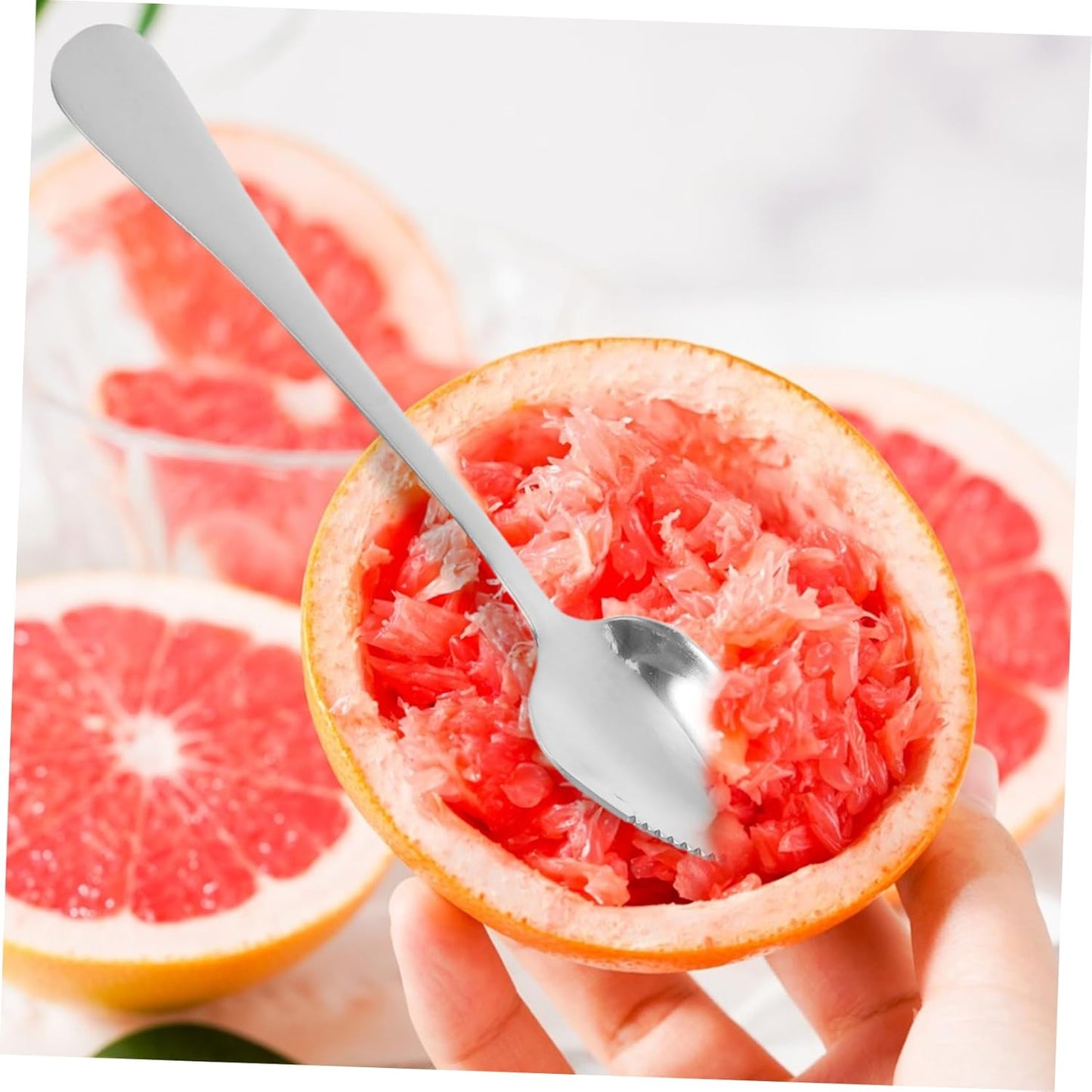 Unomor Stainless Steel Grapefruit Spoon and Knife Serrated Edges Thick Handle Fruit Scrapers Kitchen Tools for Salads Melon Pitaya