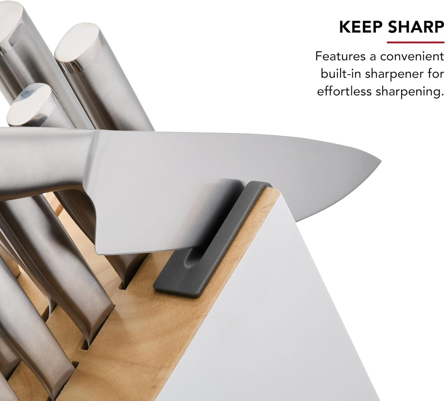 KitchenAid Gourmet Knife Block Set with Built-in Sharpener, 15-Piece, Stainless Steel