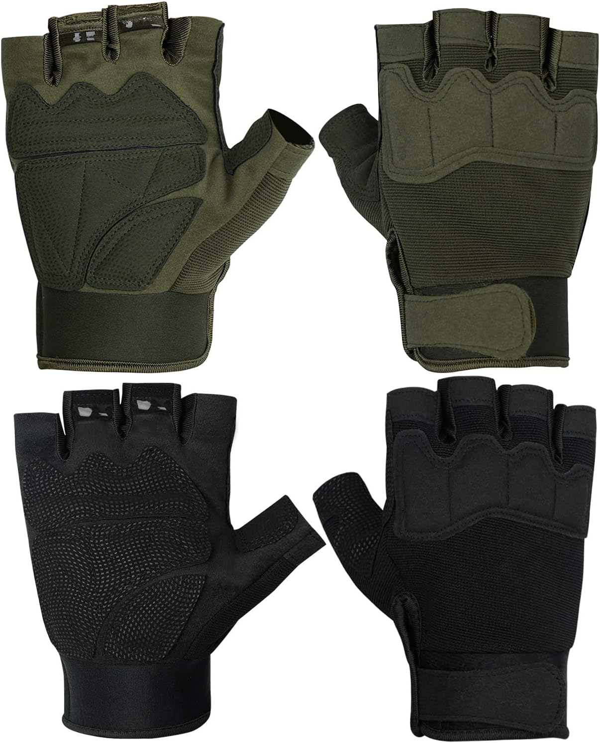 FIORETTO Fingerless Workout & Exercise Gloves for Gym, Weight Lifting, Airsoft, Shooting, Hunting, Hiking, Cycling, Driving, Motorcycle, Climbing M210603