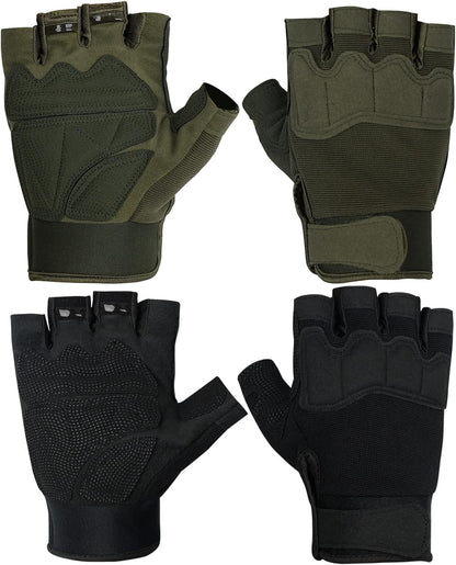 FIORETTO Fingerless Workout & Exercise Gloves for Gym, Weight Lifting, Airsoft, Shooting, Hunting, Hiking, Cycling, Driving, Motorcycle, Climbing M210603