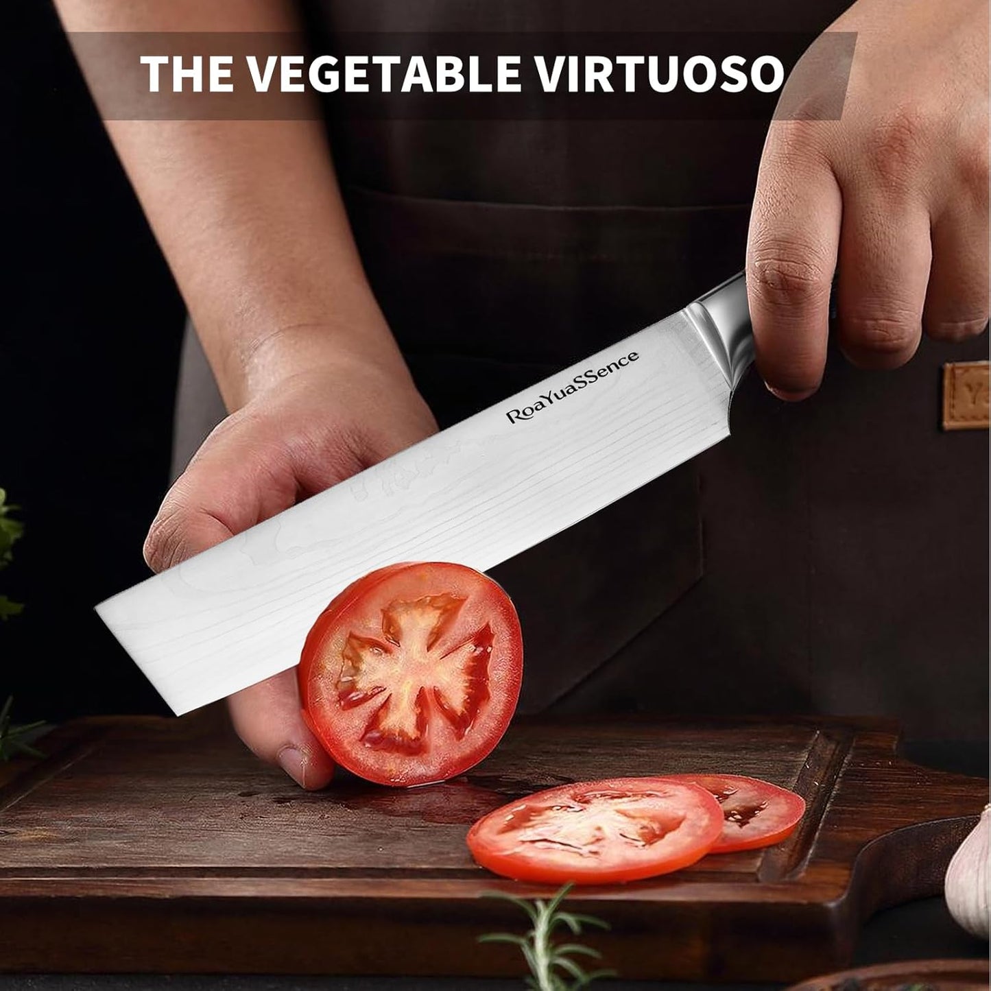 Premium 7" Nakiri Vegetable Knife - Razor Sharp High-carbon Stainless Steel, Ergonomic Wood Handle - Japanese Style Chopper for Precision Slicing, Gift Box Included