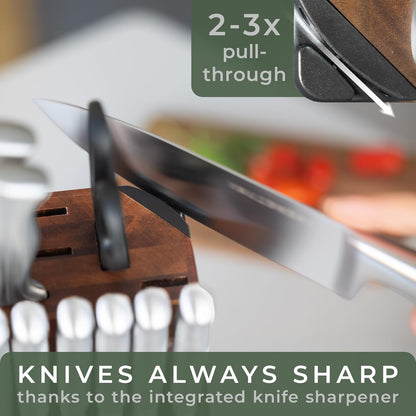 WALDWERK Premium Honing Rod - Honing Steel Made of Hardened Steel with Elegant Wooden Handle - 100% Plastic-Free Sharpening Steel for - Kitchen Knife Sharpener - Knife Sharpeners for Kitchen Knives