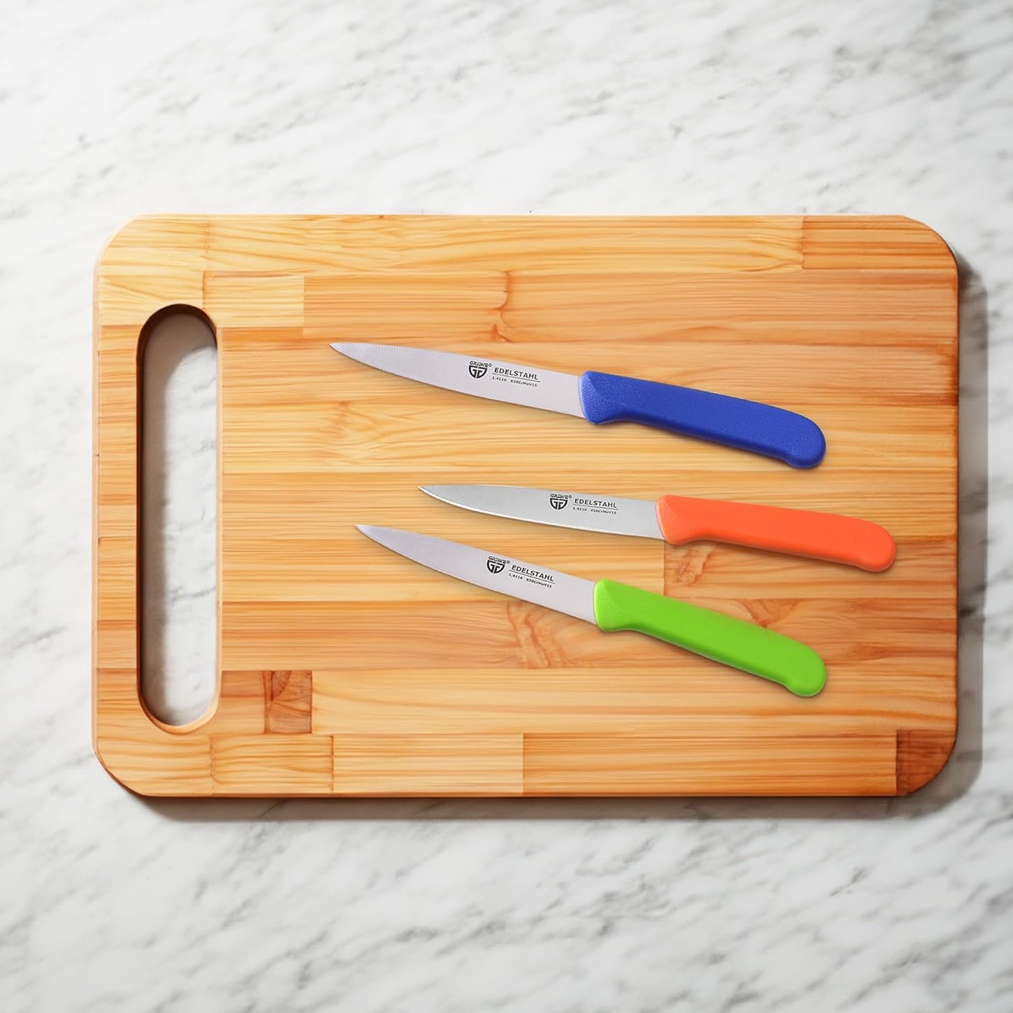 GRÄWE Vegetable Knives Set of 3 Stainless Steel, Multi-Coloured, Super Sharp, Dishwasher Safe