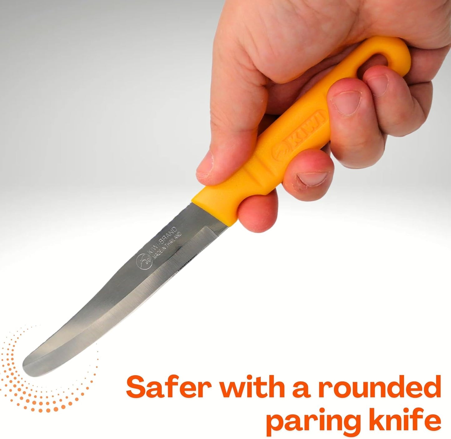 Round Tip Knife, Blunt Knife, Rounded Tip Knives for Cutting Fruit and Vegetable, Smooth Sharp Blade, Safety Knifes (Yellow)