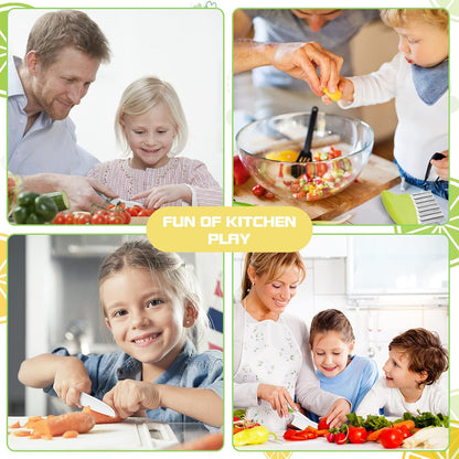 50PCS Kids Kitchen Cooking Set - Crocodile Wooden Kid Safe Knife Cutting Board Apron Gloves Fruit Vegetable Crinkle Cutters Peeler Serrated Edges Plastic Toddlers Knives, Kids Knifes for Real Cooking