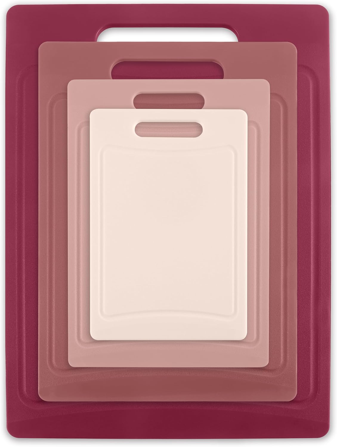 COOK WITH COLOR Non-Slip Cutting Board Set – Kitchen Essentials with Easy Grip Handle for Meat, Veggies, and Fruits, 4 Cutting Boards, Brown