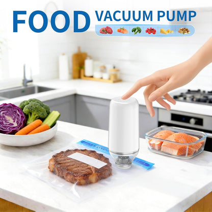 Handheld Vacuum Sealer, Sous Vide Vacuum Pump, Rechargeable Hand Held Vacuum Sealer for food Storage, Camping, Sous Vide, Reusable Vacuum Bags Compatibility, White(Pump Only)