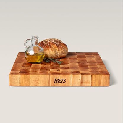 John Boos CCB Series Rectangular Wooden Maple Cutting Board 20”x15” – 2.25” Thick, 21-lb Reversible Butcher Block with End-Grain & Finger Grips – Made in the USA