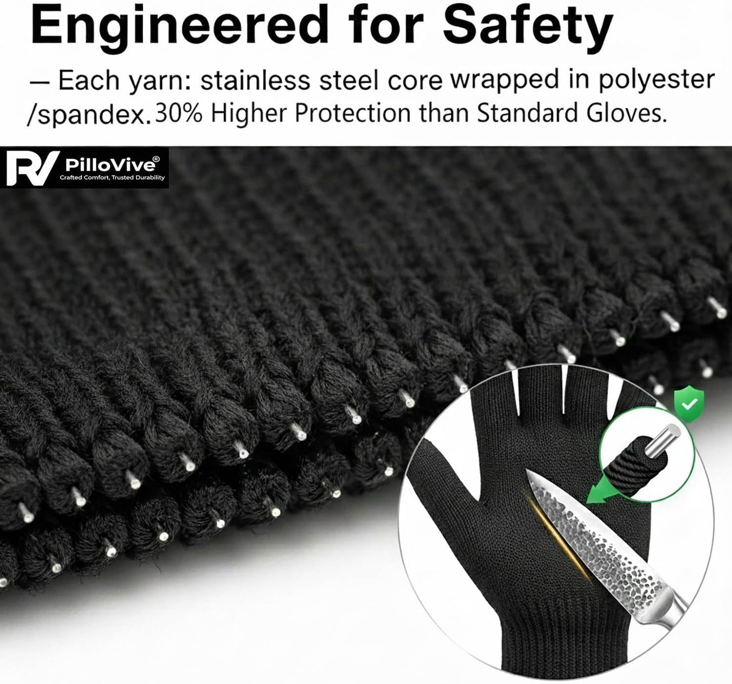 Cut Resistant Gloves Food Grade, Level 5 Protection,Safety Dexterity Cutting Gloves with Stainless Steel Wire for Kitchen Chefs Butchers Meat Cutting Mandoline Oyster Shucking Garden Wood Carving, L