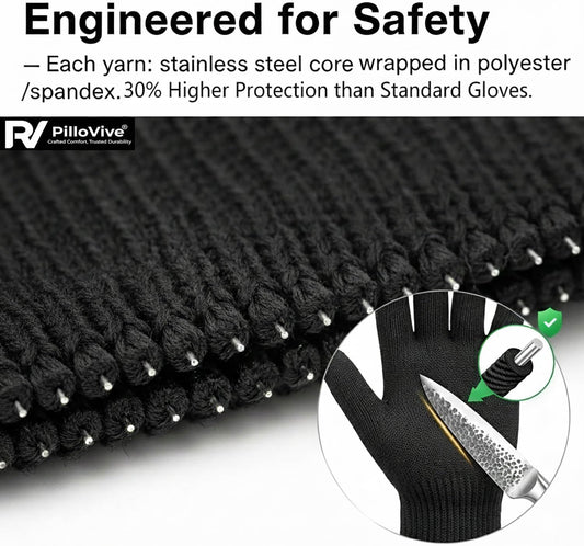 4PCS Cut Resistant Gloves Food Grade Level 5 Protection,Safety Cutting Gloves with Stainless Steel Wire for Kitchen Chefs Butchers Meat Cutting Mandoline Oyster Shucking Garden -Superior Dexterity, L