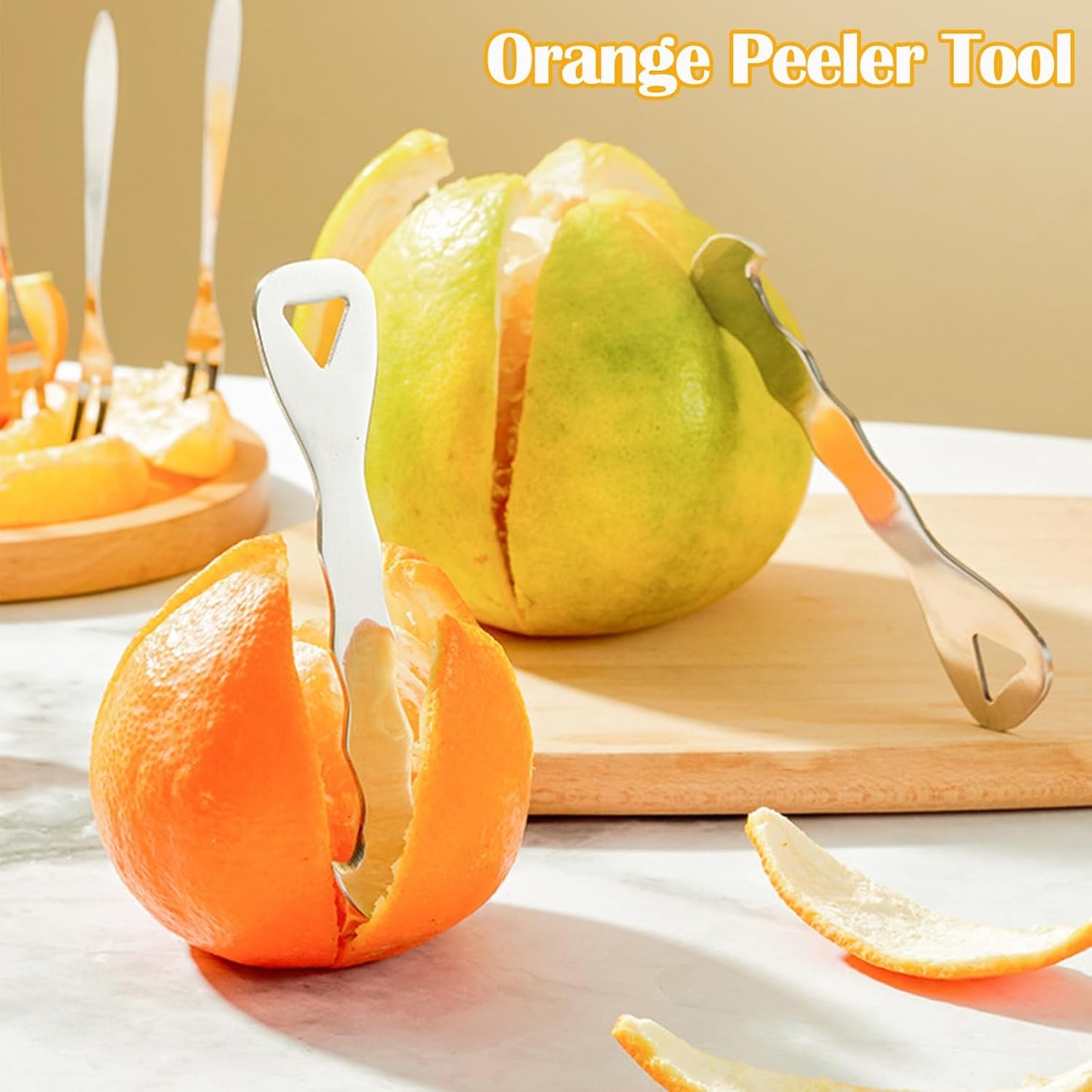 Orange Peeler Tool Stainless Steel Orange Citrus Peelers Tool Graginger Peeler Tool Multifunctional Kitchen Peeler Gadget for Lemon, Pomegranate, Grapefruit, Onion, Orange