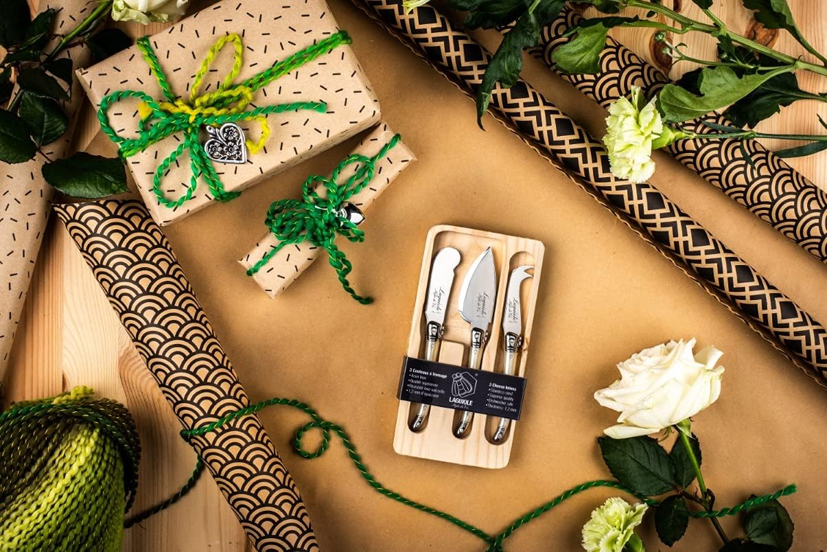 Laguiole Style de Vie Cheese Knife Set - Premium Line Cheese Knives Set with Charcuterie Board - Dishwasher Safe - Premium Tableware