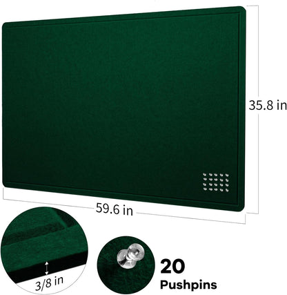 Lightomorrow Bulletin Board, 36 x 24 inches Felt Board - Decorative Pin Board, Cork Board Alternative for Wall, 3' x 2' Foldable Self-Adhesive Vision Board Prayer Board with 20 Pushpins - Black