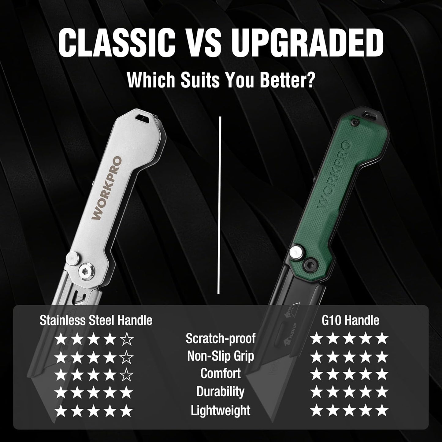 WORKPRO 3-Pack Folding Utility Knife, Quick Change Blades Box Cutter, EDC Foldable Pocket Utility Knife Sets with Belt Clip
