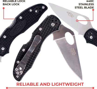 Firebird GANZO F759MS-BL Folding Pocket Knife 440C Stainless Steel Serrated Blade Anti-Slip Handle with Clip Fishing Camping EDC Utility Pocket Knife (Blue)