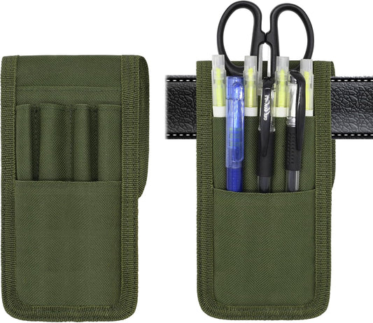 2 Pcs KATOLK Belt Pen Holder, Multifunctional Adjustable Tactical Pencil Pouch, Detachable Military Duty Pencil Sleeve Case, Can Hold Pens, Rulers and Scissors