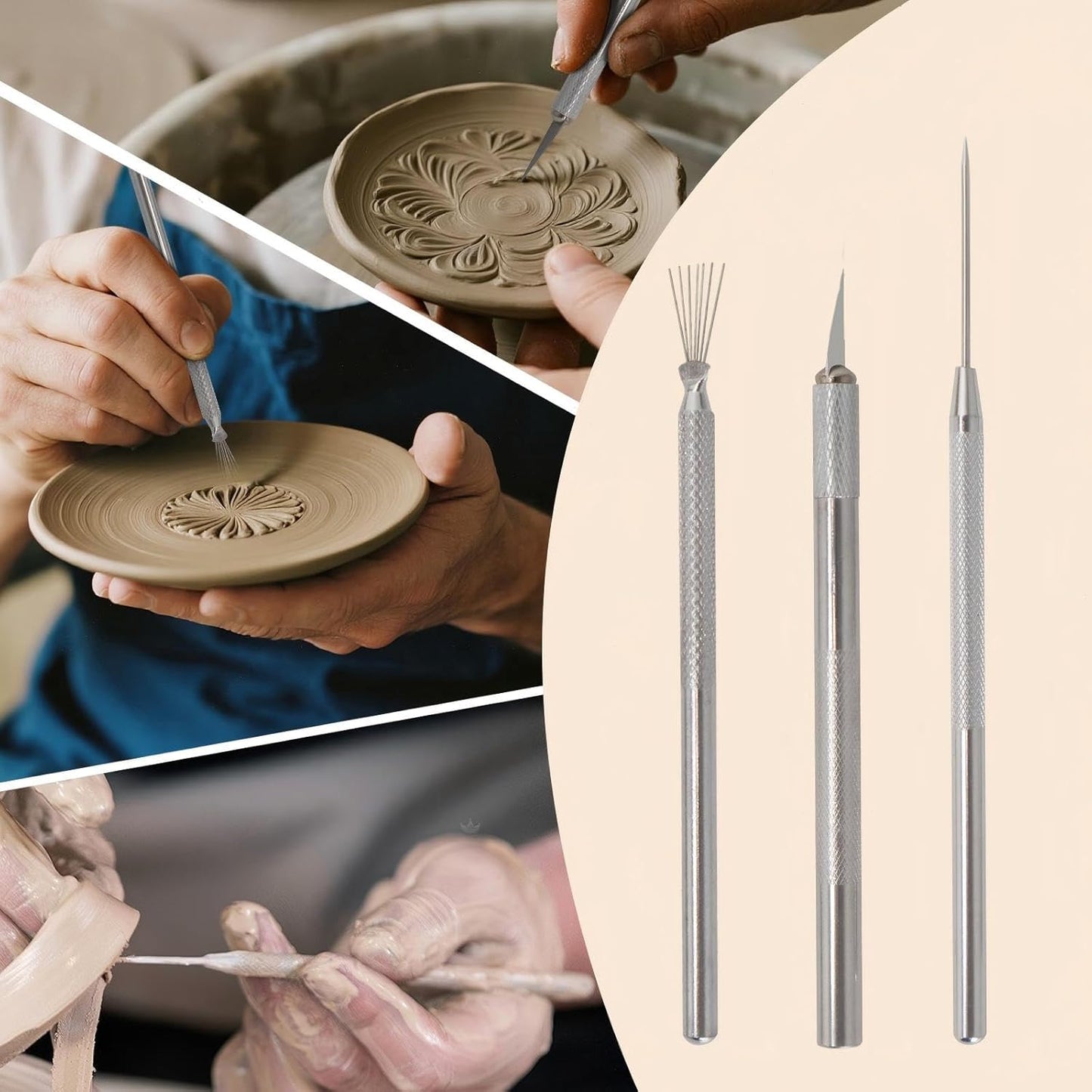 Basic Polymer Clay Tools, Clay Sculpting Tools Acrylic Roller Pin, Clear Rectangle Sheet Press Board, Double-Ended Pottery Carving Set for Beginner (15)
