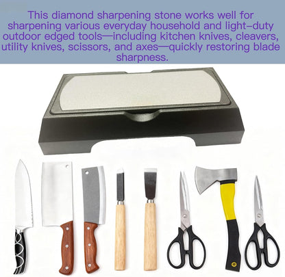 DAMILA Diamond Whetstone Set 400/1000/3000 Grit, 3-Stage Knife Sharpening Stone Kit with Non-Slip Base & Angle Guide for Kitchen Knives, Pocket Knives, Scissors and Tools
