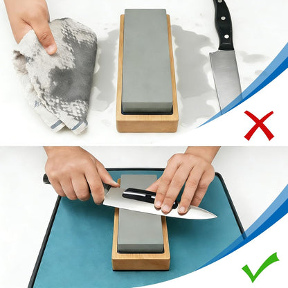 No-Mess Knife Sharpening Kit - Leak-Proof Silicone Tray & Absorbent Diatomite Mat with 15 Angled Whetstone Holder & Angle Guide | All-in-One Sharpening System