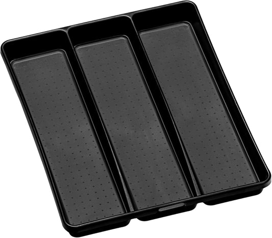 madesmart 3 Compartment Utensil Tray, Multi Purpose Storage Organizer, Non Slip Lining,Deep Storage for Ladles, Whisks & Serving Tools, for Drawers & Home Organization, White