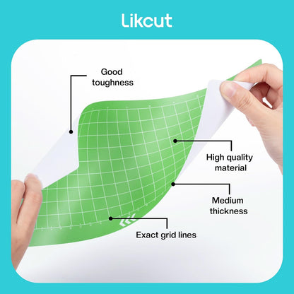 Likcut Cutting Mat for Glee S501 Cutter, 4.5" X 6.5" Standard Grip Mat for DIY Crafty, 3 Packs Likcut Accessories Mats, Adhesive Sticky Green Quilting Replacement Cut Mats for Iron On, Vinyl and More