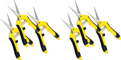iPower 6.5 Inch Gardening Hand Pruner Pruning Shears Trimming Scissors with Straight Stainless Steel Blades for Bonsai, Herb, Bud, Hedge, 4-Pack, Yellow