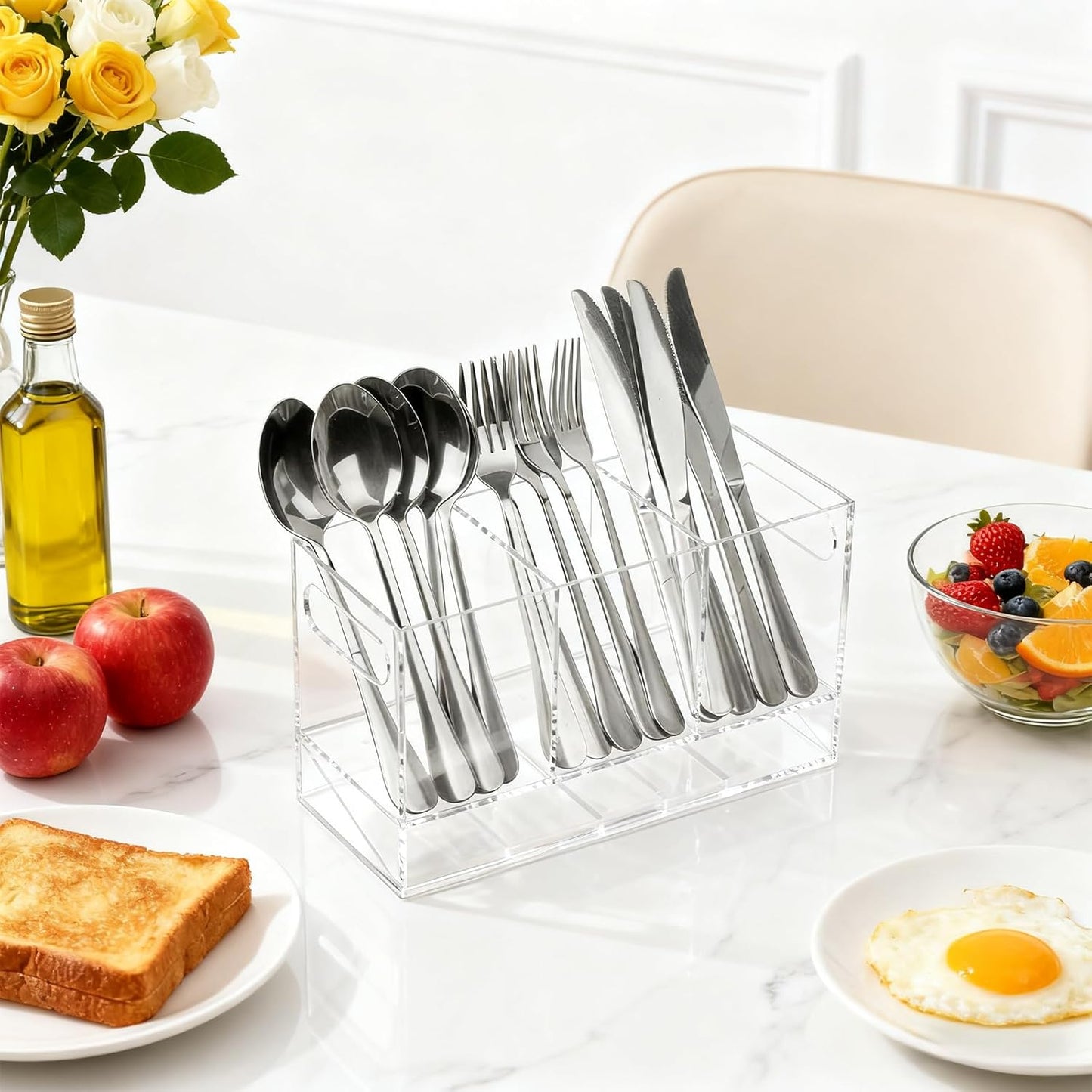 Utensil Holder, Upgrade Stainless Steel Utensil Drying Rack with Automatic Drain Tray for Kitchen Counter, Silverware Cutlery Organizer for Spoons, Forks, Knifes, Chopsticks (Black)