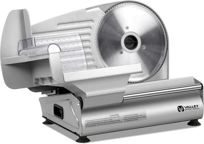 Valley Sportsman Meat Slicer Machine for Home - Electric Deli Meat Slicer with 7.5" Stainless Steel Blade, Adjustable Thickness Food Slicer Cuts Meat, Bread, Cheese, Easy to Clean, Black