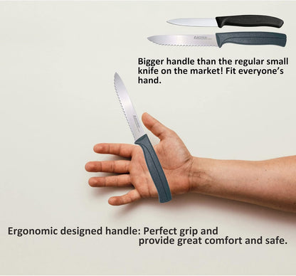 MATTSTONE HILL 4.7 Inch Serrated Utility Knife - Premium Stainless Steel, Gray Handle