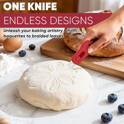 24SHEN Bread Lame, Sourdough Scoring Tool with Extractable & Magnetic, Sour Dough Tools Sourdough Cutter for Homemade Bread Making, Scoring Knife Include 5 Razor Blades-Beige
