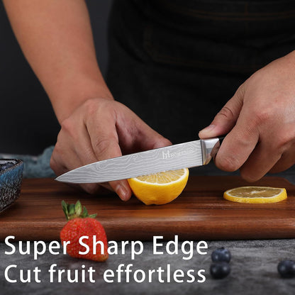 Chef Knife 5 Inch & Kitchen Knife Set Professional, German High-Carbon Stainless Steel,Razor Sharp, Ergonomic Handle,Utility Knife with Christmas Gift Box