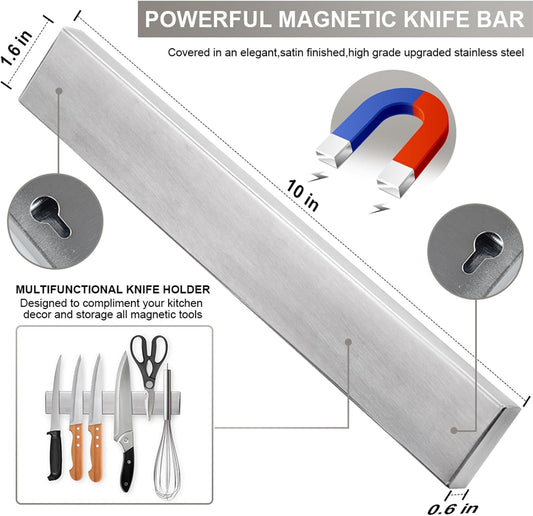 Ninonly 12 Inch Magnetic Knife Strip, Premium Stainless Steel Wall Mounted Kitchen Knives Bar,Space-Saving Powerful No Drilling Magnetic Knife Rack for Home Kitchen Utensil Holder & Tool Holder