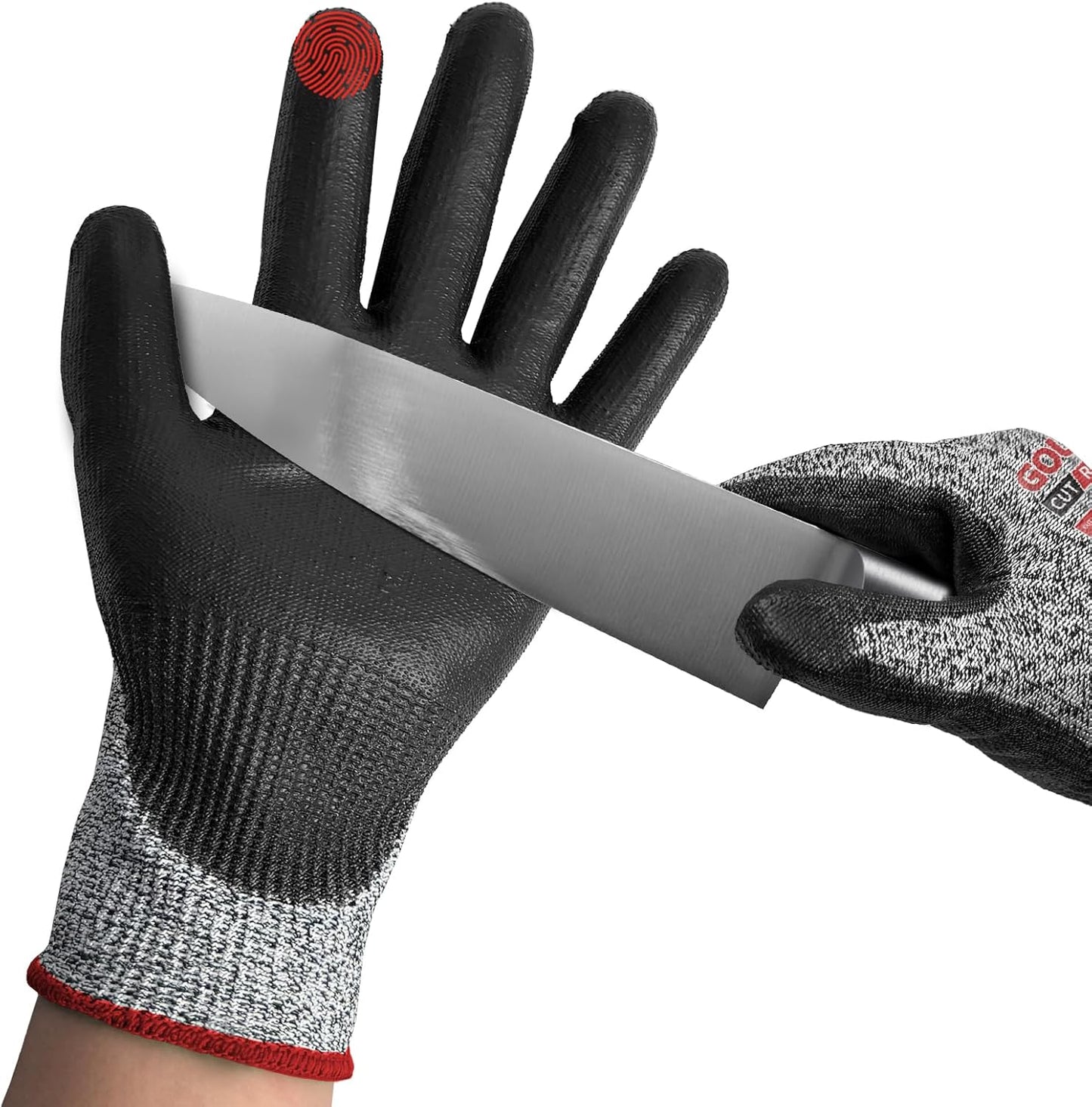 ANSI A9 Cut Resistant Gloves,Cut Resistant Work Gloves,Cut Proof Gloves Nitrile Coated For Metal Fabrication,Woodworking, Construction,Touch Screen,Large