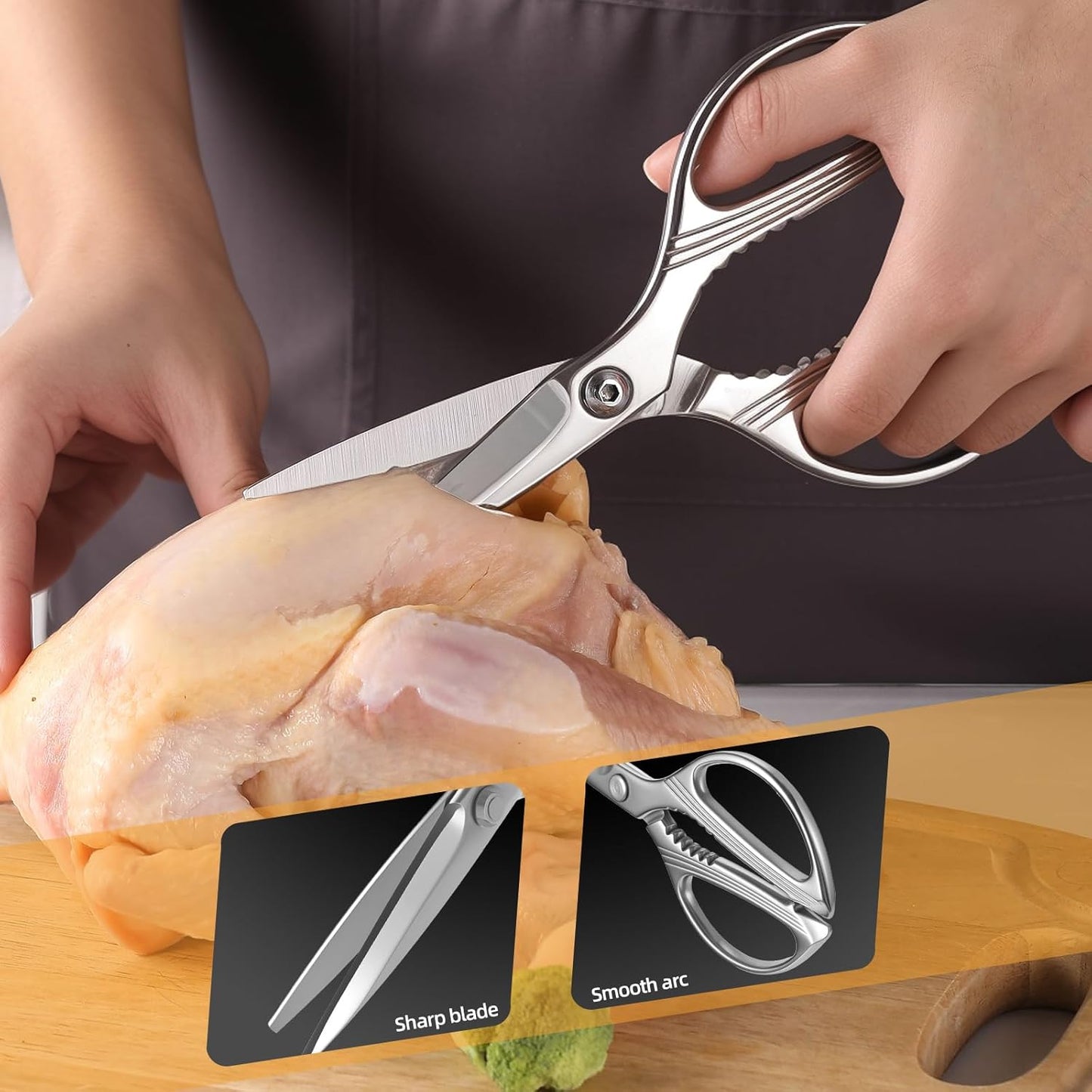 Kitchen Scissors Heavy-Duty Forged in One Piece From 4cr14 Stainless Steel – Ultra-Sharp Multi-Function with Bottle Opener & Nut Cracker, 8.5 Inch