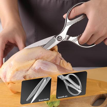 Kitchen Scissors Heavy-Duty Forged in One Piece From 4cr14 Stainless Steel – Ultra-Sharp Multi-Function with Bottle Opener & Nut Cracker, 8.5 Inch