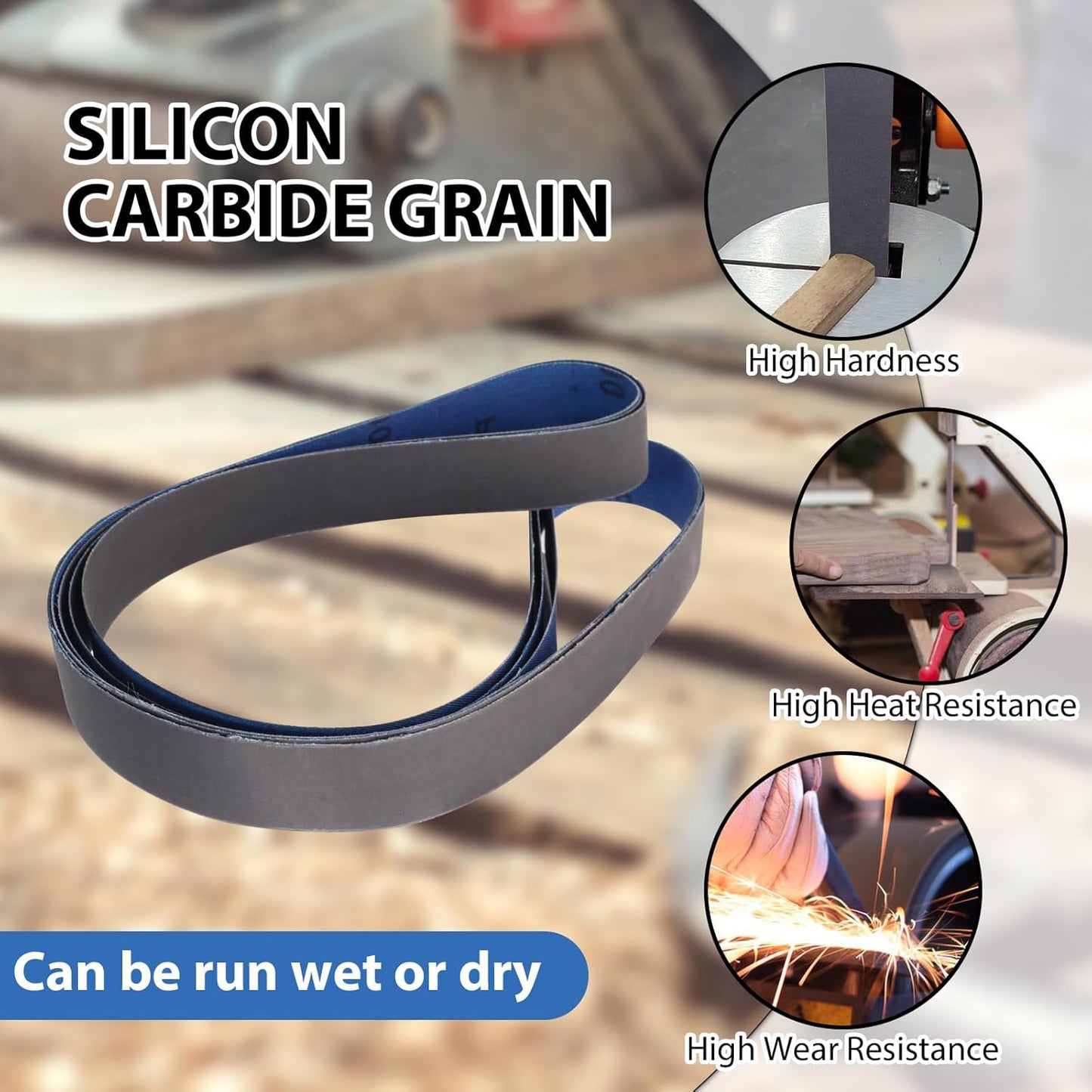 1x30 Inch Silicon Carbide Sanding Belts, 4 PCS Each of 80,120, 240, 400, 800,1000 Grits Knife Sharpening Belt Kits for 1 x 30 Inch Belt Sander, 24 Pack