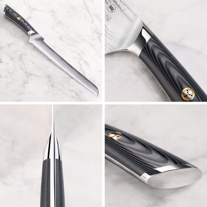 Cangshan NAKA Series 503060 X-7 Steel Forged 9-inch Offset Bread Knife with Sheath