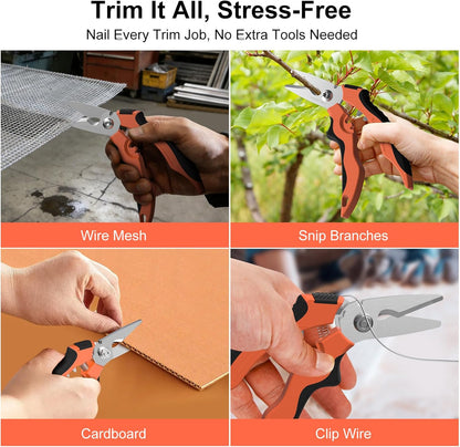 7" Curved Gravity Shears, SUS420J2 Micro-Serrated Floral Scissors, Heavy-Duty Flower Shears with Safety Lock, Ambidextrous Grip for Gardening, Crafting, Herb & Fresh Flower Cutting(Curved)