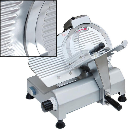 VEVOR 10" Commercial Meat Slicer, 240W Electric Deli Food Slicer with Carbon Steel Blade, Built-In Sharpener & 0-0.47" Adjustable Thickness for Frozen Meat, Ham, Baguett, Steak, UL Approved
