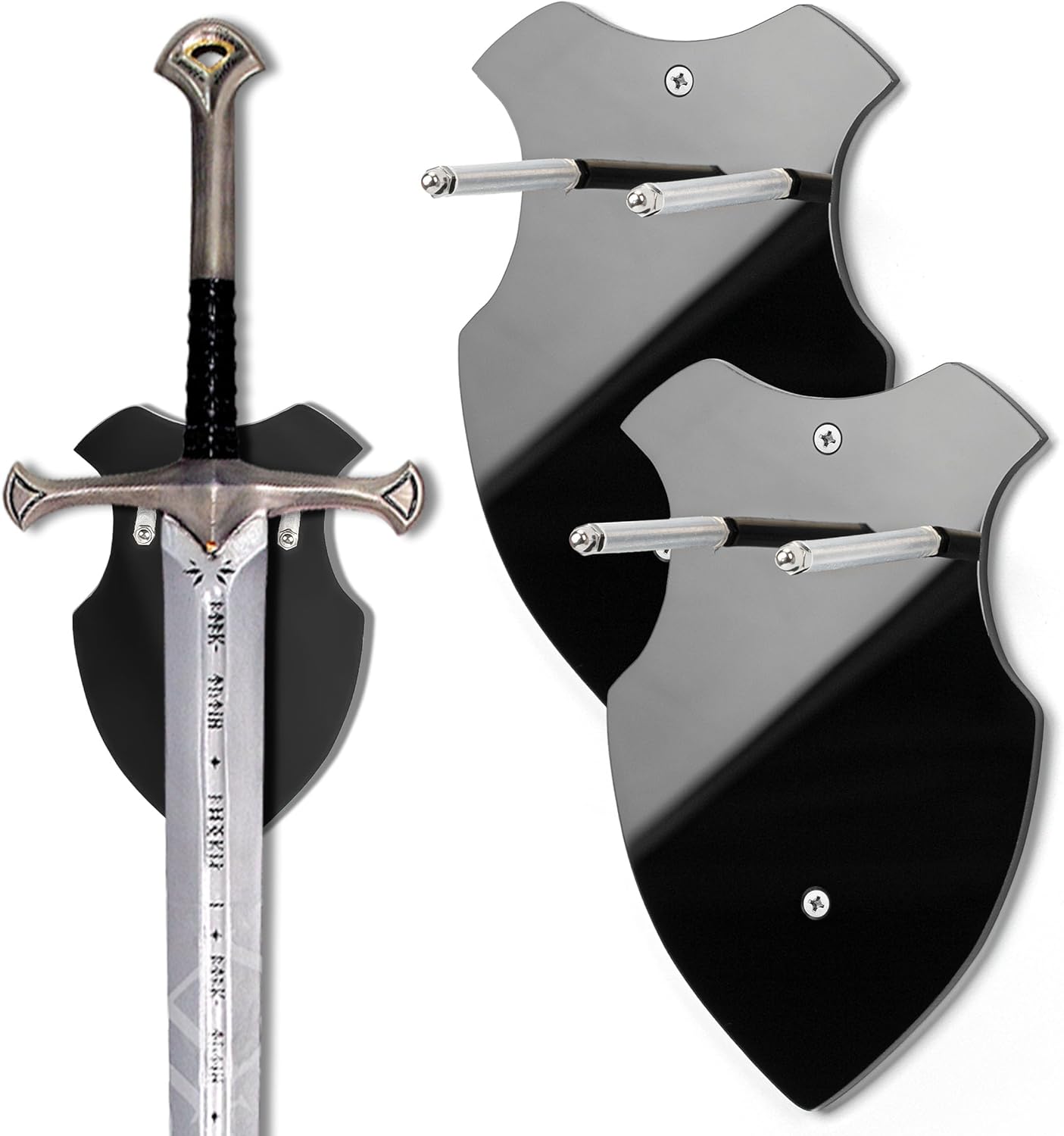 Lesnala 2Pcs Wall Mounted Sword Rack Single Vertical General for Sabre Axe Anime Stand Vertical Display and Decoration Holder Black