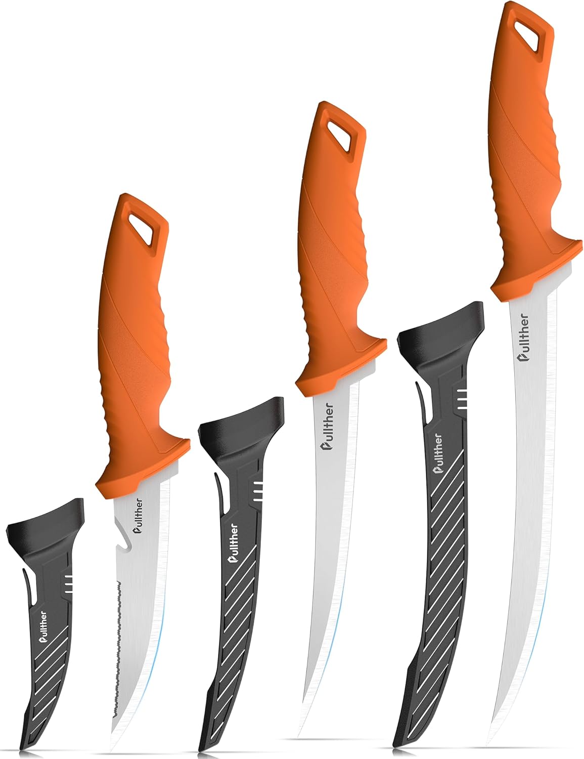 3 pcs Fillet Knife for fish,9 Inch and 7 Inch Fillet Knives,5 Inch Stainless Steel Fishing Bait Knife with Non-Slip Handle,Fishing Gear Set with Protective Sheath