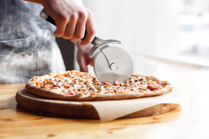 KitchenAid Classic Pizza Wheel with Sharp Blade For Cutting Through Crusts, Pies and More, Built In Finger Guard for Safety and Comfort Grip to Protect Fingers, Dishwasher Safe, 9-Inch, Red