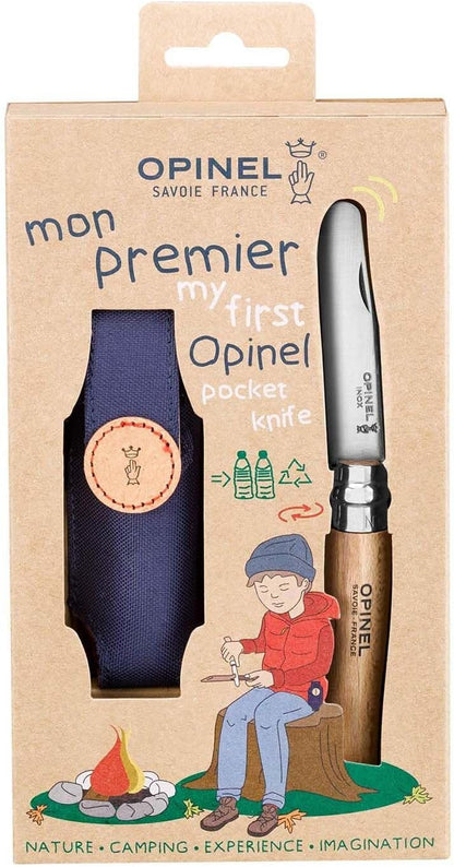 Opinel My First Opinel No.7 Box Set with Sheath - Stainless Steel Children’s Folding Pocket Knife with Safety Rounded Tip