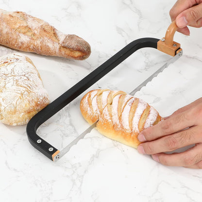 Bread Knife for Homemade Bread Bow Knife 16", Bread Saw Sourdough Slicer Aluminum Alloy Sourdough Cutter Suit for Left & Right Handed People to Cut Baguettes Vegetables Fruits 1Count