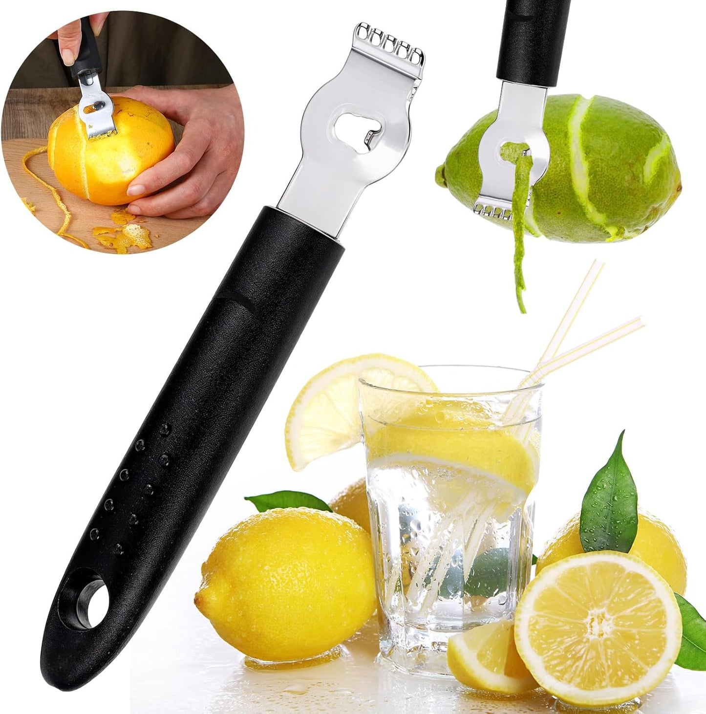 Ouligay Lemon Zester, Channel Knife, Peeler, Stainless Steel Bartender Accessories for Cocktail Garnish, Citrus Orange and Lemon Peeler - Bar Accessories for Home